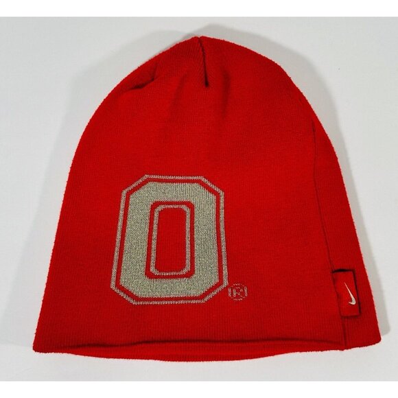 Nike Ohio State Buckeyes Toboggan Beanie Winter Ski Hat Red Columbus Adult - Picture 1 of 11